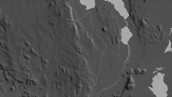 Нчеу Район Малави Карта Масштабе Grayscaled Лаками Риверами Форма Очерченная — стоковое фото