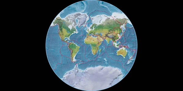 Světová Mapa Van Der Grintenově Projekci Soustředila Východní Délky Hlavní — Stock fotografie