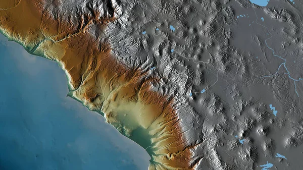 Tacna Regio Van Peru Gekleurd Reliëf Met Meren Rivieren Vorm — Stockfoto