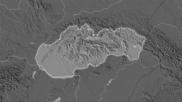 Eslovaquia Mapa Elevación Bilevel Proyección Estereográfica Composición Cruda Capas Trama — Foto de Stock