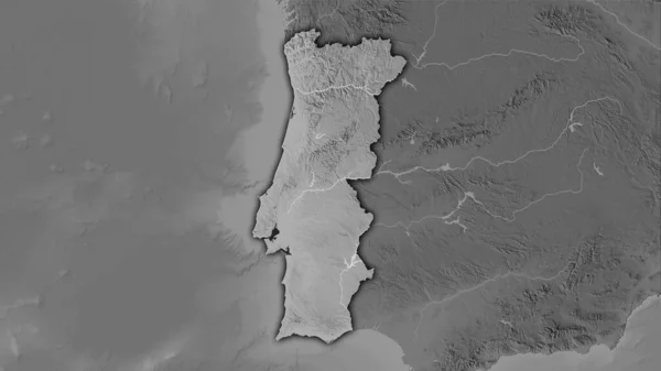 Περιοχή Της Πορτογαλίας Στον Υψομετρικό Χάρτη Διαβαθμίσεων Του Γκρι Στην — Φωτογραφία Αρχείου