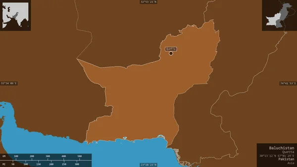 Baluchistan Provincia Del Pakistan Solidi Modellati Con Laghi Fiumi Forma — Foto Stock