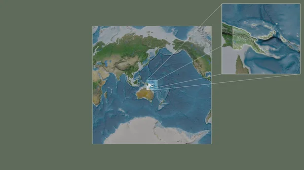 Zone Élargie Élargie Papouasie Extraite Carte Grande Échelle Monde Avec — Photo