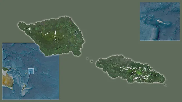 Збільшення Самоа Його Розташування Регіоні Центрі Масштабної Мапи Світу Супутникові — стокове фото