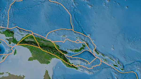 Tectonic Plattor Gränser Satelliten Karta Över Områden Närheten North Bismarck — Stockfoto