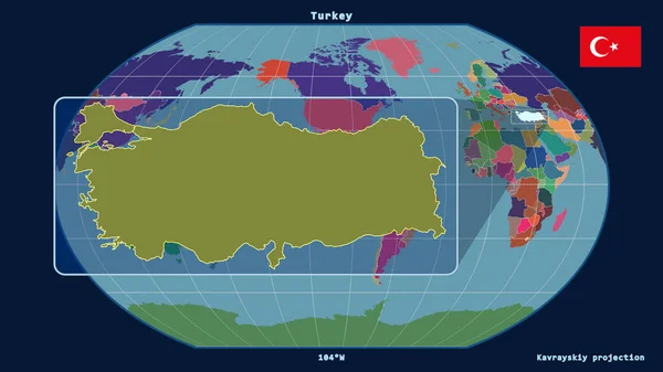 Vue Agrandie Contour Turquie Avec Des Lignes Perspective Contre Une — Photo