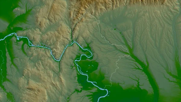 Mehedinti County Romania Colored Shader Data Lakes Rivers Shape Outlined — Stock Photo, Image