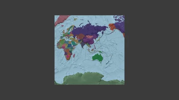 Quadratischer Rahmen Der Großformatigen Weltkarte Einer Schrägen Van Der Grinten — Stockfoto