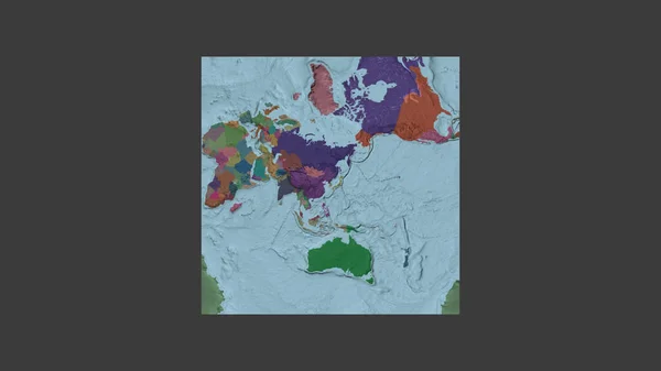 Quadratischer Rahmen Der Großformatigen Weltkarte Einer Schrägen Van Der Grinten — Stockfoto