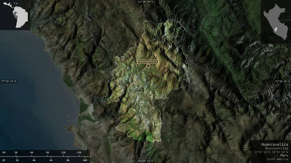 Huancavelica Región Del Perú Imágenes Satélite Forma Presentada Contra Área — Foto de Stock
