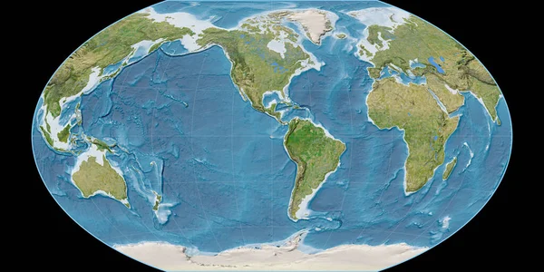 Mapa Mundial Proyección Del Winkel Tripel Centrado Longitud Oeste Imágenes — Foto de Stock
