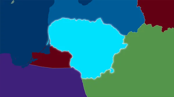 Zone Lituanie Sur Carte Des Divisions Administratives Dans Projection Stéréographique — Photo