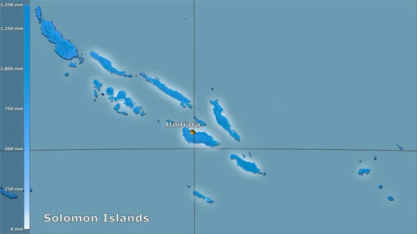 Precipitação Quarto Mais Quente Dentro Área Das Ilhas Salomão Projeção — Fotografia de Stock