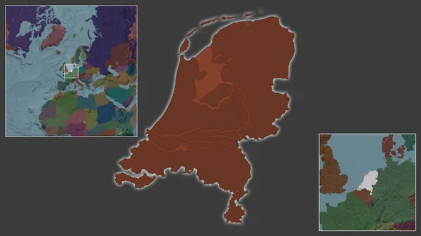 Nahaufnahme Der Niederlande Und Ihrer Lage Der Region Und Zentrum — Stockfoto