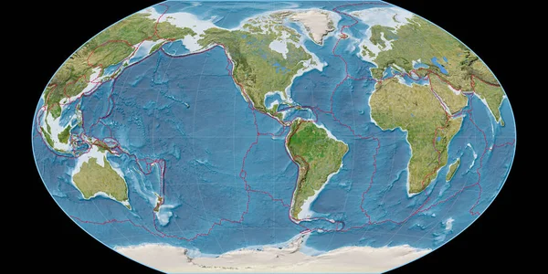 Mapa Mundial Proyección Del Winkel Tripel Centrado Longitud Oeste Imágenes — Foto de Stock