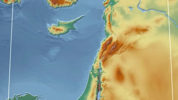 Liban Sąsiedztwo Odległa Perspektywa Zarysem Kraju Mapa Pomocy Topograficznej — Zdjęcie stockowe