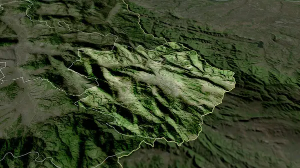 Pirotski Distretto Della Serbia Ingrandito Evidenziato Immagini Satellitari Rendering — Foto Stock
