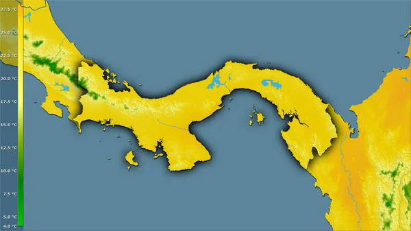 Temperatura Média Quarto Mais Frio Dentro Área Panamá Projeção Estereográfica — Fotografia de Stock