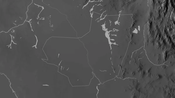 Kassala Estado Sudán Mapa Escala Grises Con Lagos Ríos Forma — Foto de Stock
