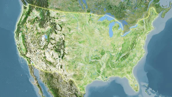 Pevninská Plocha Spojených Států Mapě Satelitního Stereografické Projekci Hrubé Složení — Stock fotografie