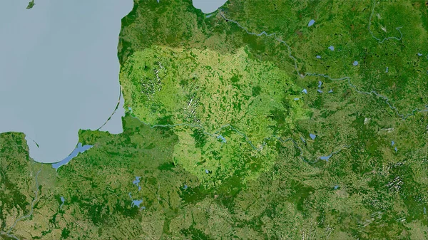 Lituania Area Sulla Mappa Satellitare Nella Proiezione Stereografica Composizione Grezza — Foto Stock