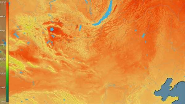 Variación Media Anual Temperatura Dentro Del Área Mongolia Proyección Estereográfica — Foto de Stock