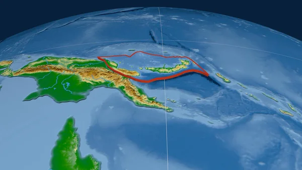 Güney Bismarck Tektonik Plakası Dünyaya Yayıldı Renk Fiziksel Harita Görüntüleme — Stok fotoğraf