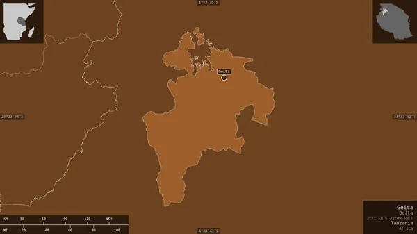 Geita Region Von Tansania Gemusterte Körper Mit Seen Und Flüssen — Stockfoto