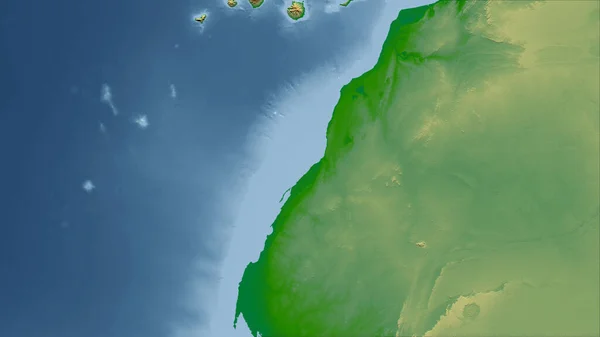 Westsahara Nahaufnahme Des Landes Keine Umrisse Physische Farbkarte — Stockfoto