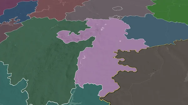Tcheliabinsk Région Russie Zoomé Mis Évidence Carte Colorée Bosselée Division — Photo