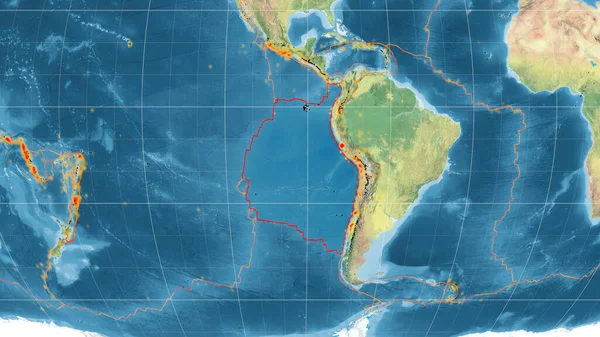 ナスカ テクトニック プレートは カヴライスキー プロジェクションの世界地形図上で概説されました 3Dレンダリング — ストック写真