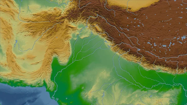 巴基斯坦 从密切的角度看待该国 没有概述 彩色物理图 — 图库照片