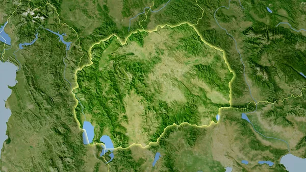 Mazedonien Gebiet Auf Der Satelliten Karte Der Stereographischen Projektion Rohe — Stockfoto
