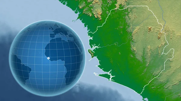 Sierra Leone Globo Con Forma Del Paese Contro Mappa Ingrandita — Foto Stock