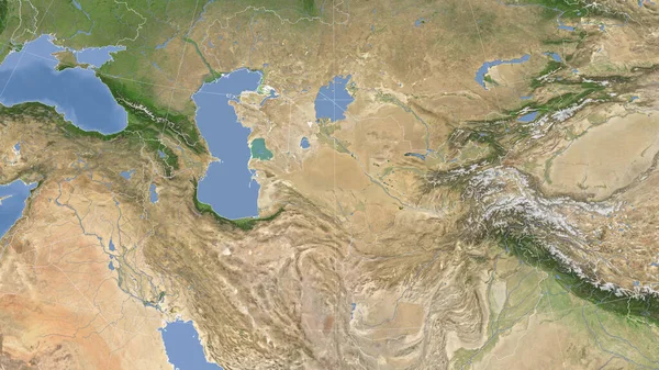 土库曼斯坦及其邻国 距离偏斜的视角 没有轮廓 卫星图像 — 图库照片