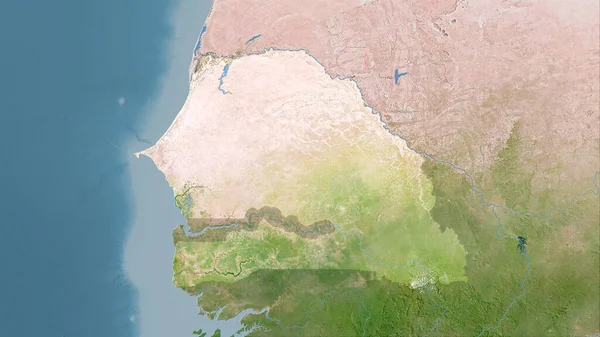Senegal Área Satélite Mapa Proyección Estereográfica Composición Cruda Capas Trama — Foto de Stock