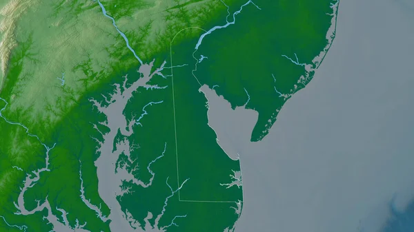 Delaware Staat Van Verenigde Staten Gekleurde Schaduwgegevens Met Meren Rivieren — Stockfoto