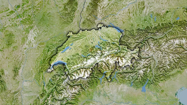 Suiza Satélite Mapa Proyección Estereográfica Composición Cruda Capas Trama Con — Foto de Stock