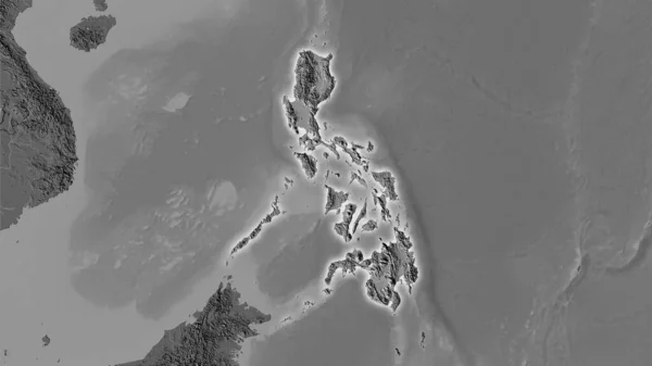 Philippines Zone Sur Carte Altitude Bilevel Dans Projection Stéréographique Composition — Photo