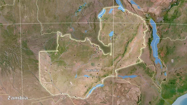 Замбія Супутниковій Карті Стереографічній Проекції Головний Склад — стокове фото