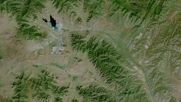 Orhon Municipality Mongolia Satellite Imagery Shape Outlined Its Country Area — Stock Photo, Image