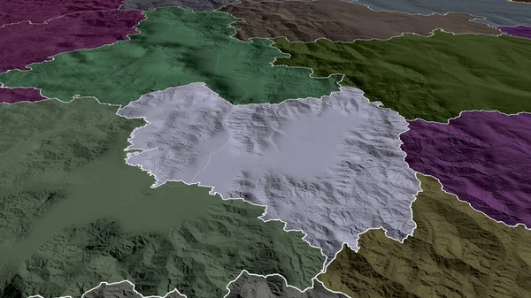 Covasna Condado Rumania Acercó Destacó Mapa Coloreado Tocado División Administrativa — Foto de Stock
