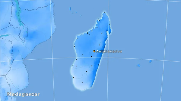 Area Del Madagascar Sulla Mappa Annuale Delle Precipitazioni Nella Proiezione — Foto Stock