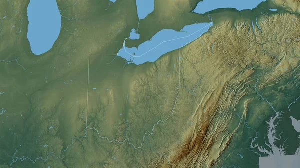 Ohio Staat Van Verenigde Staten Gekleurd Reliëf Met Meren Rivieren — Stockfoto