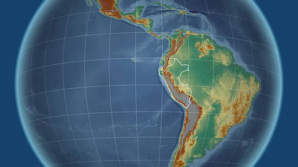Peru Grannskap Avlägset Perspektiv Med Kontur Landet Topografisk Hjälpkarta — Stockfoto