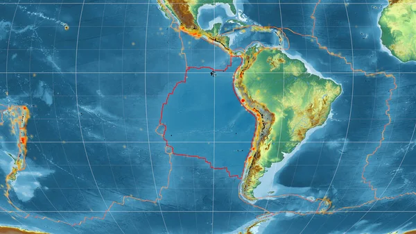 Plaque Tectonique Nazca Décrite Sur Carte Topographique Globale Relief Dans — Photo