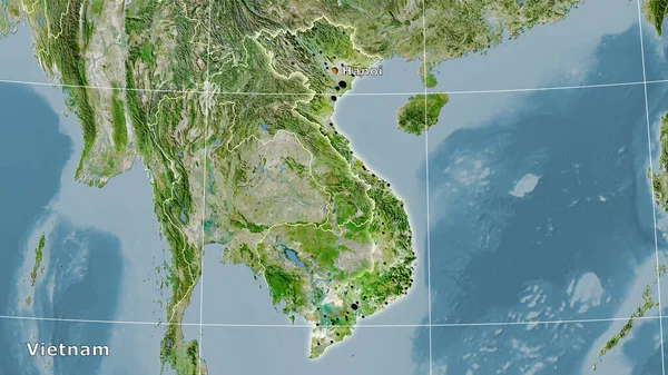 Uyduda Vietnam Bölgesi Stereografik Projeksiyonda Bir Harita Ana Bileşim — Stok fotoğraf
