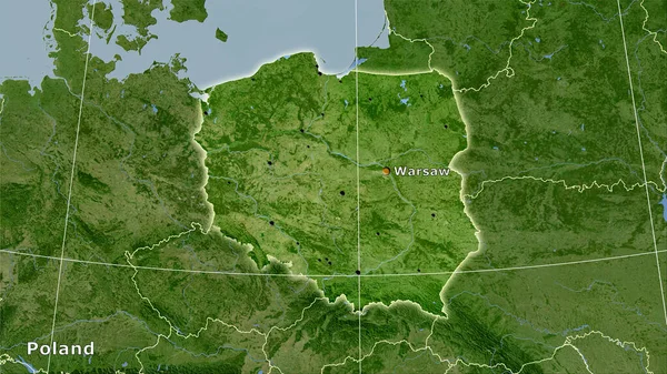 Площадь Польши Спутниковой Карте Стереографической Проекции Основная Композиция — стоковое фото