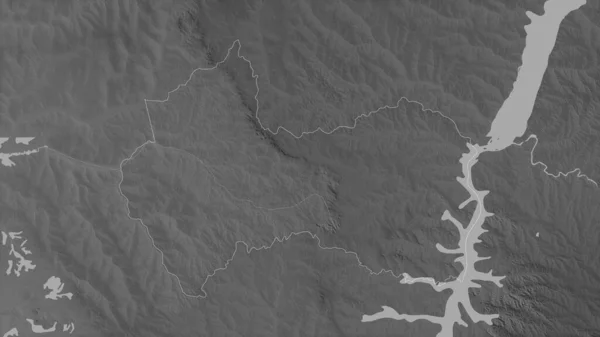 Canindeyu Departemen Paraguay Peta Grayscaled Dengan Danau Dan Sungai Bentuk — Stok Foto