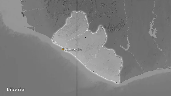 Área Liberia Mapa Elevación Escala Grises Proyección Estereográfica Composición Principal —  Fotos de Stock